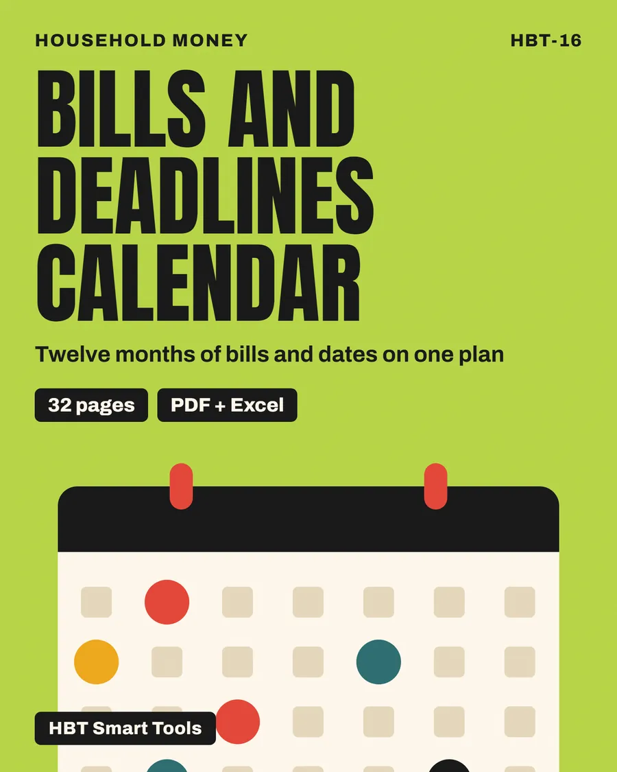 Cover of Bills and Deadlines Calendar