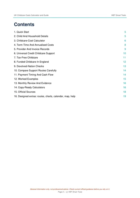 View 4: Sample page 3 from UK Childcare Costs Calculator and Guide
