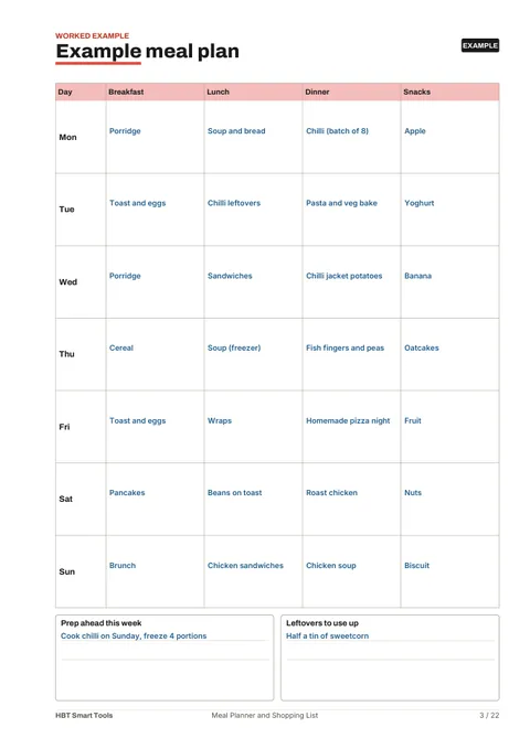 View 4: Sample page 3 from Meal Planner and Shopping List Printable