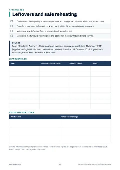 View 4: Sample page 3 from Christmas Turkey Timetable and Countdown