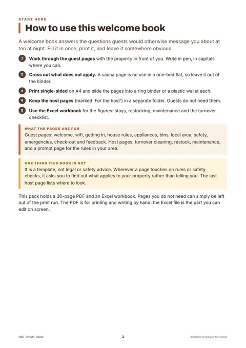 View 4: Sample page 3 from Holiday Let Guest Welcome Book
